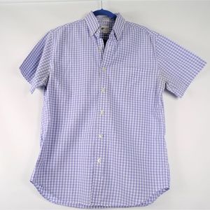 J Crew Mens Gingham Poplin Light Blue Shirt